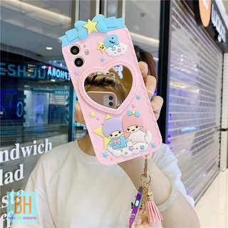 🔥สินค้าพร้อมส่ง🔥 เคส ไอโฟน มีกระจกน่ารัก พร้อมที่ห้อยสุดน่ารัก เคสลายลิ้ตเติ้ล