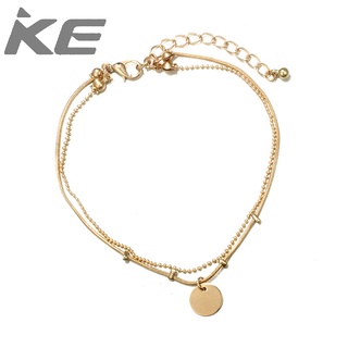 simple anklet Beach geometric disc multi-gold and silver two-color anklet for girls for women