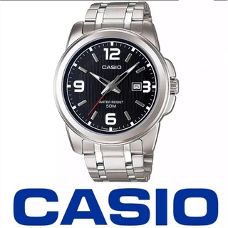 CASIO STANDARD นาฬิกาผู้ชายสายสแตนเลสหน้าปัดสีดำรุ่น MTP-1314D-1AV-100% รับประกันของแท้ 1 ปี