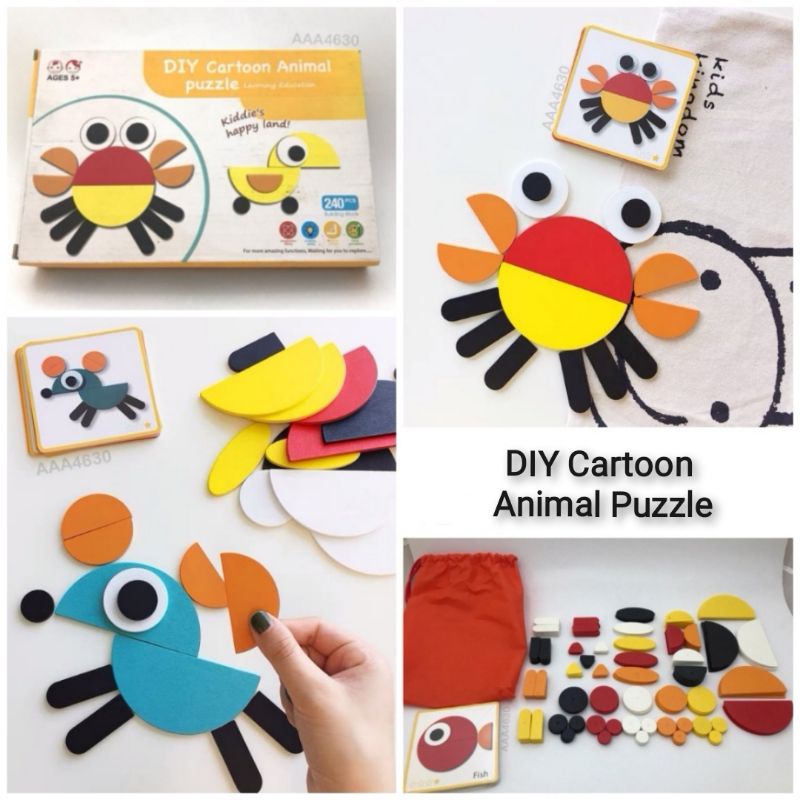 diy-cartoon-animal-puzzle-ต่อชิ้นส่วนประกอบภาพ