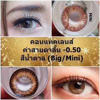 คอนแทคเลนส์ ค่าสายตาสั้น -0.50 สีน้ำตาล (BIg/Mini)