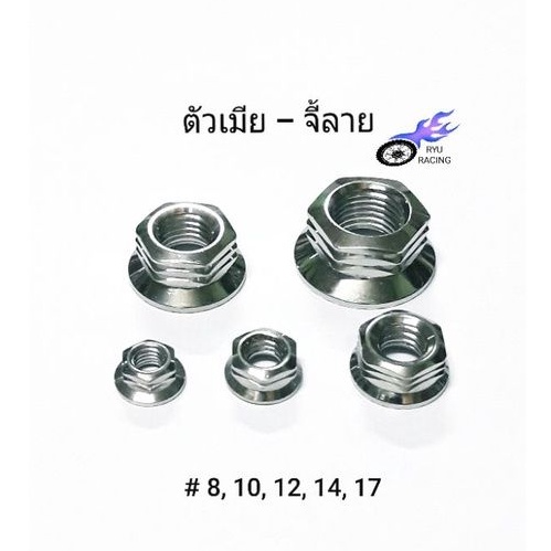 ราคาและรีวิวน็อตตัวเมียเลส-จี้ลาย เกลียวเบอร์ 8 ,10 ,12 ,14 ,17 **ราคา/1ตัว**