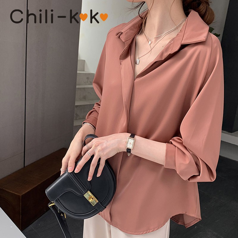 chili-k-k-625-เสื้อเชิ้ต-แขนยาว-ผ้าไหมอิตาลี-สไตล์แฟชั่นเกาหลี-เสื้อเชิ้ตสำหรับใส่ทำงาน