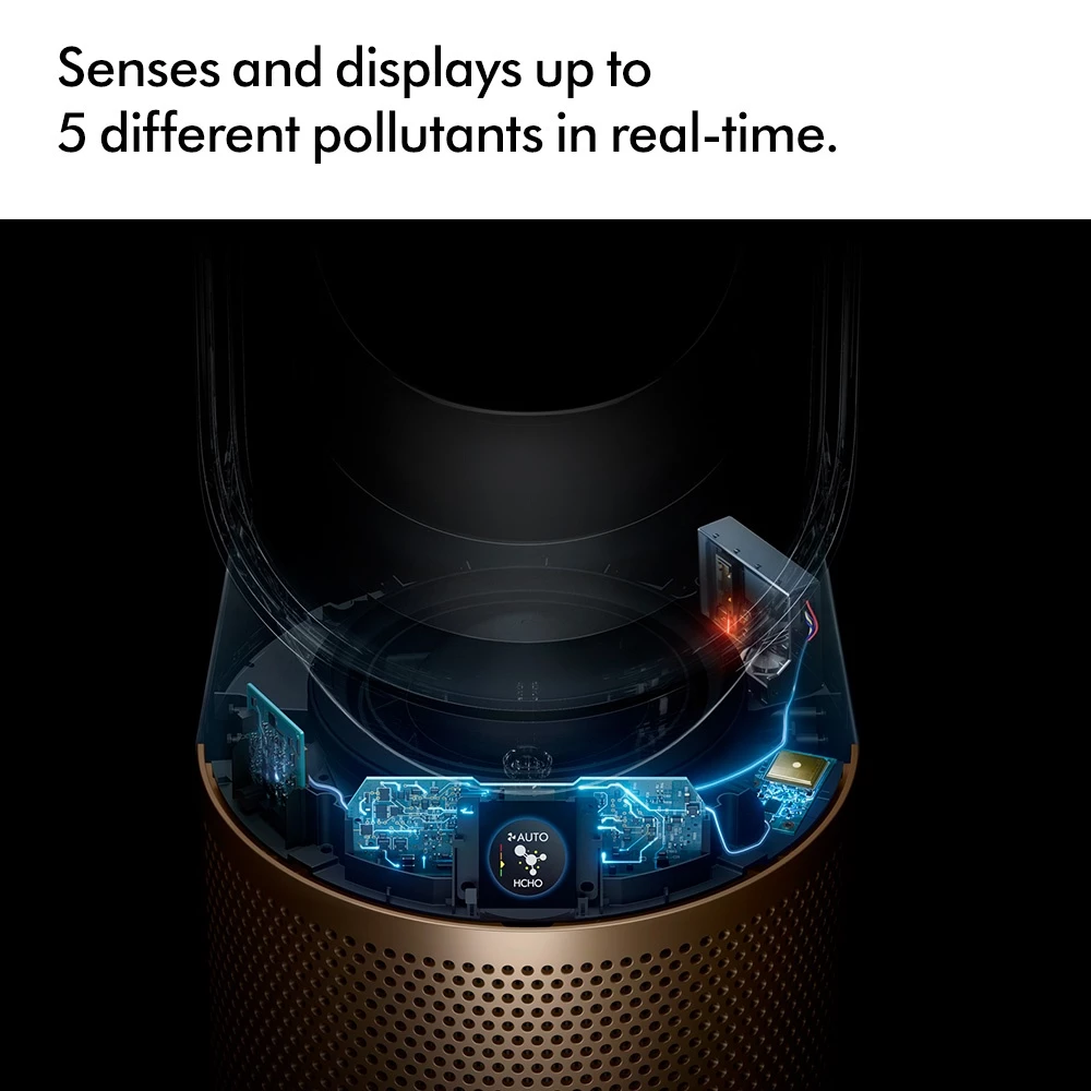 Dyson รุ่น TP09 Purifier Cool Formaldehyde เครื่องฟอกอากาศและพัดลม สีขาวทอง พร้อมเทคโนโลยีกำจัดสารฟอร์มาลดีไฮด์อย่างถาวร