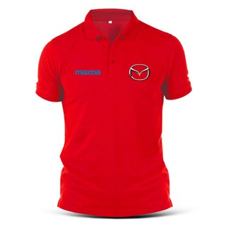 มาสด้าMazda เสื้อโปโลผ้าฝ้ายพิมพ์ลายขนาดใหญ่สําหรับผู้ชาย