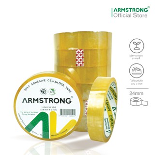 Armstrong เทปใสเซลลูโลส แกน3" 24มม x 36หลา บรรจุ 6 ม้วน / Cellulose Tape, 3" Core, Size: 24mm x 36y, 6 rolls:pack