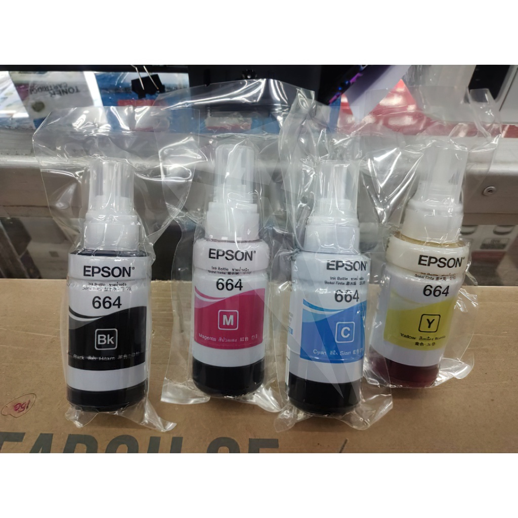 ภาพหน้าปกสินค้าหมึก Epson​ 664 L-Series Epson L110/ 120/ 200/ 210/ 220/ 300/ 310/ 350/ 355/ 360/ 365/ 380 BK/C/M/Y % NoBox จากร้าน 9bbt4licvg บน Shopee