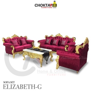 ชุดโซฟาหลุยส์ 4ชิ้น (3+2+1ที่นั่ง+โต๊ะกลาง) Gold Platinum Series รุ่น TSF-LV-SET Elizabeth-G