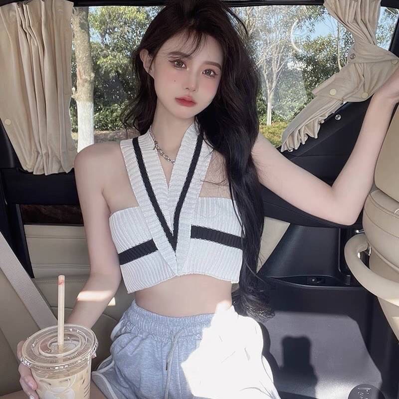 crop-topเสื้อกล้ามครอปไหมพรม-เสื้อตัวเล็กเซ็กซี่