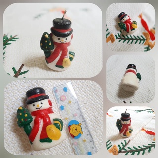 Awild.vintage ของตกแต่งคริสมาส Christmas ตุ๊กตาสโนแมนด์ เทียนตั้งโชว์ น่ารักงานหายาก สูง 8ซม งานสะสมชิ้นเดียว