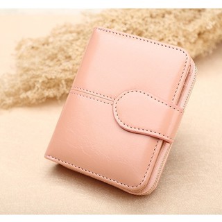 (สีชมพูอ่อน) กระเป๋าสตางค์ ผู้หญิง ใบสั้นผู้หญิง wallet