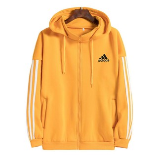 Adidas เสื้อยืดกีฬามีฮู้ดแขนยาวผู้ชายลำลอง