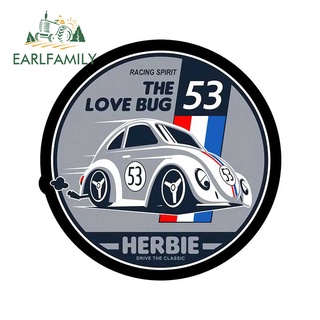 Earlfamily สติกเกอร์ กันน้ํา ลาย HERBIE THE LOVE BUG ขนาด 13 ซม. x 12.9 ซม. สําหรับติดตกแต่งรถยนต์ รถจักรยานยนต์ หน้าต่าง แล็ปท็อป