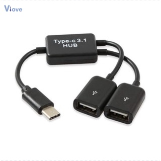 Type C Otg Usb 3 . 1 Male To Dual 2 . 0 Female Otg Charge 2 พอร์ตอะแดปเตอร์แยกสายเคเบิ้ล Y