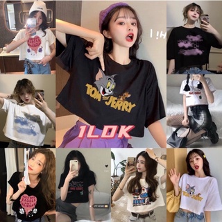 1LDK🌈พร้อมส่ง🌈เสื้อครอปแขนสั้นสกรีนลายการ์ตูนน่ารักๆ มีหลายแบบให้เลือก (3435）