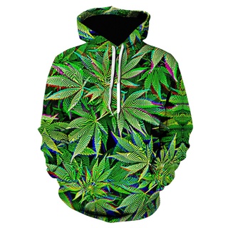 ภาพหน้าปกสินค้าเสื้อแจ็คเก็ตเสื้อฮู้ดดี้พิมพ์ลายใบไม้สีเขียว 3D แฟชั่นสําหรับผู้ชาย / ผู้หญิง ที่เกี่ยวข้อง