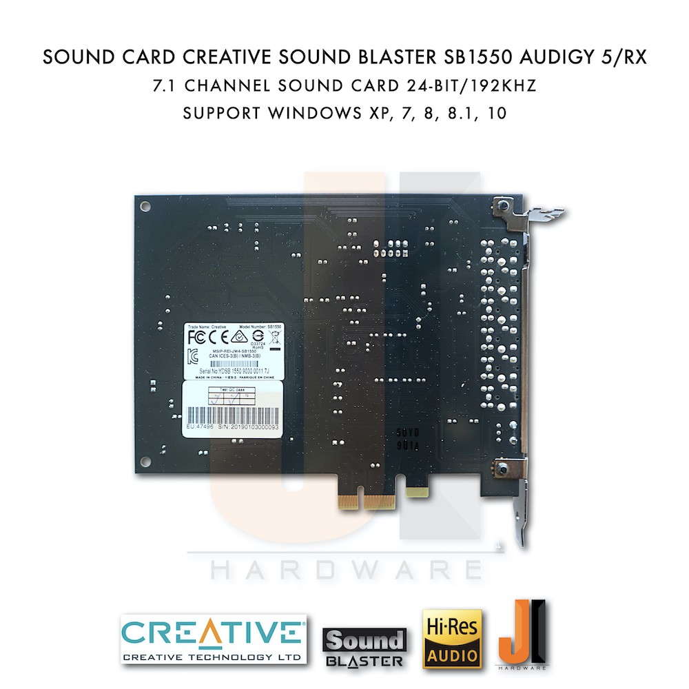 Sound Card Creative Sound Blaster Audigy 5/RX SB1550 7.1 Channel (PCI-E ...