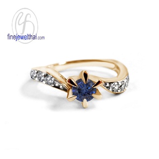 Finejewelthai-แหวนไพลิน-ไพลิน-เพชรcz-แหวนเงินแท้-แหวนพลอย-Blue-Sapphire-Silver-Ring-R1211bl (เลือกสีตัวเรือนได้)