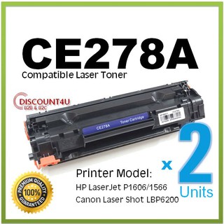 ** Pack 2 ** Discount4U ตลับหมึกเลเซอร์ toner 78A CE278A 278A CE278 278 Pro P1560/P1566/P1600/P1606dn/MFP 1536d