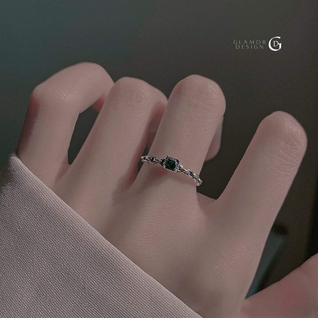 ภาพหน้าปกสินค้าGLAMOR แหวนเงินแท้ VINTAGE CHAIN แหวนเพชรสีเขียวนำโชค แหวนมงคล แหวนผู้หญิง แหวนพลอย แหวนไพลิน แหวนปรับขนาดได้ แหวนหิน จากร้าน glamor_design บน Shopee