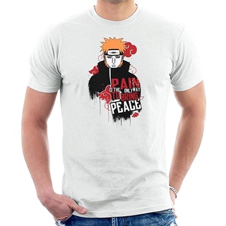 เสื้อยืดผ้าฝ้ายพิมพ์ลาย เสื้อยืดแขนสั้นนารูโตะ CYDADA Naruto Pain Brings Peace Mens T-Shirt  Naruto T-shirt