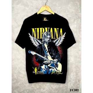 Nirvanaเสื้อยืดสีดำสกรีนลายFC302