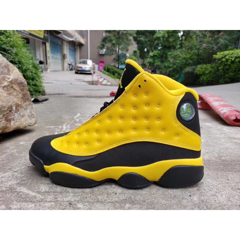 air-jordan-13-mens-high-top-black-and-yellow-breathable-sneakers