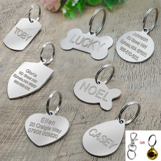 Engraved Customize Dog Tags Cat ID Name Plate Tags Disc Personalized FREE Sound Bell