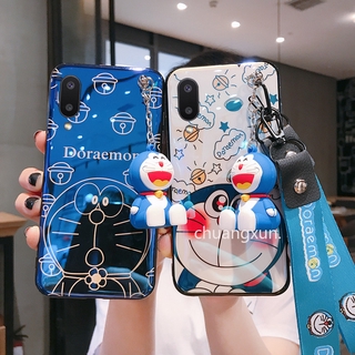 Samsung Galaxy A02 A02s M02 A12 A42 A32 5G เคส Casing Blu-ray Cute Doraemon With Doll Lanyard Multifunctional Phone Case Galaxy A42 เคสโทรศัพท Cartoons Case Soft Cover