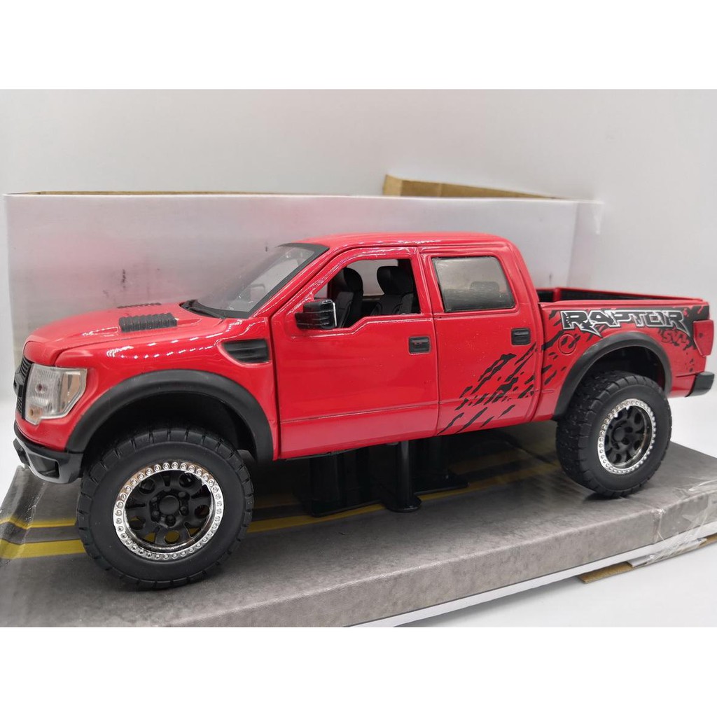 โมเดลรถยนต์-2011-ford-f-150-svt-raptor-pickup-ทำจากเหล็ก-สัดส่วน-1-24-ประตู-ฝากระโปรง-เปิดปิดได้เหมือนจริง-สีแดง