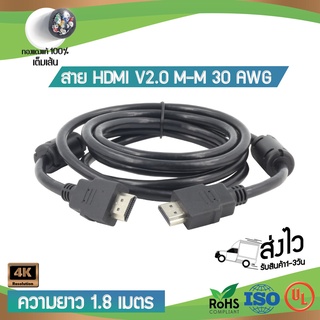 ภาพหน้าปกสินค้าสาย HDMI V2.0 M-M 30AWG สีดำ 1.8 เมตร พิเศษเพิ่มเฟอร์ไรท์ 2 จุด กันสัญญาณรบกวน ที่เกี่ยวข้อง