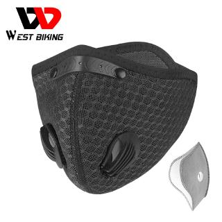 West BIKING หน้ากากคาร์บอน PM2.5 ป้องกันมลพิษ พร้อมตัวกรอง สําหรับขี่จักรยาน MTB