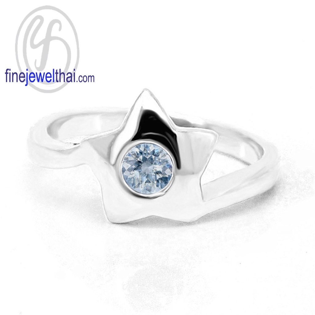 finejewelthai-แหวนอะความารีน-แหวนพลอย-แหวนเงินแท้-พลอยประจำเดือนเกิด-aquamarine-silver-ring-birthstone-r1032aq