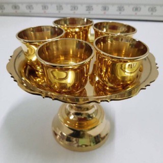 Brass byfa SET1241 6(2*5) ชุดโตกจอกถวายพระ ชุดพานถ้วยถวาย ขนาด6นิ้วถ้วย2นิ้ว