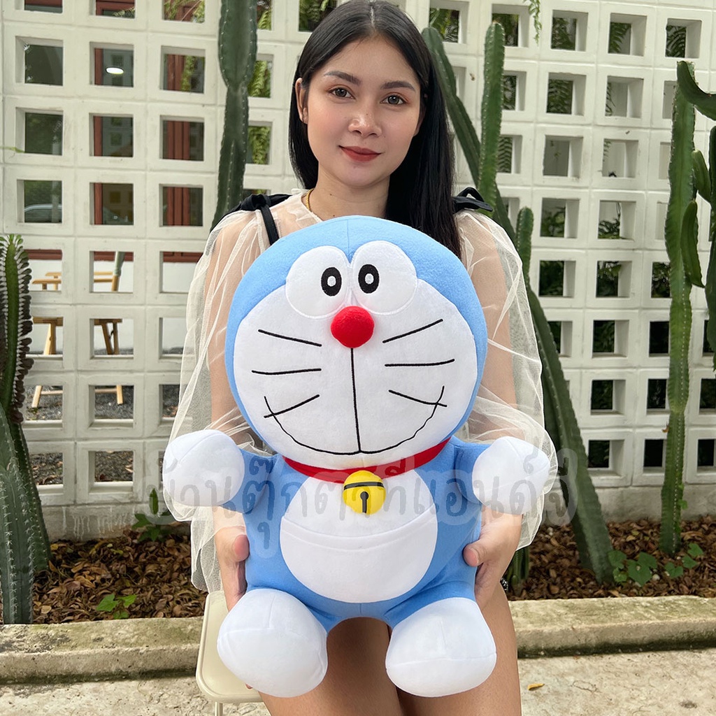 ตุ๊กตาโดเรม่อน-doraemon-โดเรมอน-ผ้าทีคอต-ท่านั่ง-ขนาด-16-นิ้ว-ลิขสิทธิ์แท้-ของขวัญหำหรับเด็ก