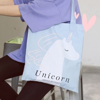 (มี2ลาย)กระเป๋าแฟชั่นสะพายข้างสไตล์เกาหลี Unicorn กระเป๋าแฟชั่น งานสวยงานดี เนื้อผ้านุ่ม