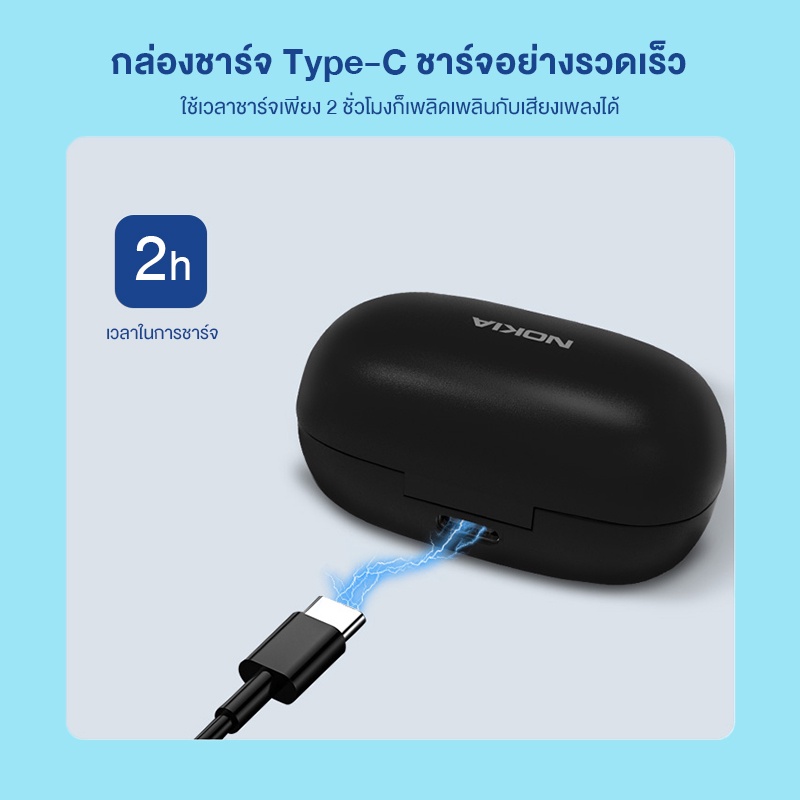 ภาพสินค้าหูฟังบลูทูธ Nokia หูฟังไร้สาย E3100 หูฟังอินเอียร์ไร้สาย Essential True Wireless Earphones รองรับ SmartPhone Tablet จากร้าน orca.th บน Shopee ภาพที่ 2