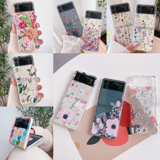 Samsung Galaxy Z Flip 4 5G PC เคสโทรศัพท์ แบบใส เคสป้องกัน เคสแข็ง กันกระแทก เคสโทรศัพท์ สร้างสรรค์ หวาย ดอกไม้ หัวใจ สี ผีเสื้อ เคส