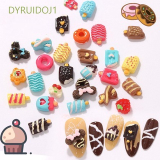 Dyruidoj1 เครื่องประดับตกแต่งเล็บเรซิ่นรูปโดนัท 3D Diy สไตล์ญี่ปุ่น