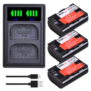 LP-E6 LP-E6N Battery + LED Dual Charger Type C Port for Canon EOS 6D 7D 5D Mark II III IV 5D 60D 60Da 70D 80D 90D 5DS R5