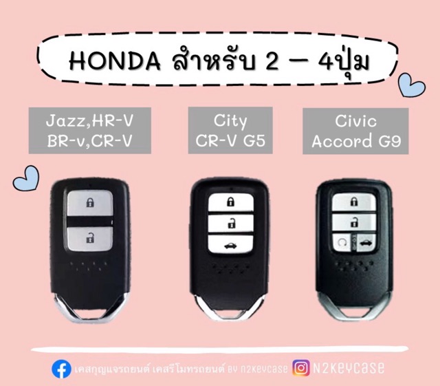 ภาพหน้าปกสินค้าเคสกุญแจรีโมทรถยนต์ Honda Civic City Jazz Accorc Hrv Crv จากร้าน n2keycase บน Shopee