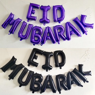 ลูกโป่งฟอยล์ ลาย Eid Mubarak Ramadan Kareem Eid สีทอง สีดํา สําหรับตกแต่งปาร์ตี้วันเกิดมุสลิม