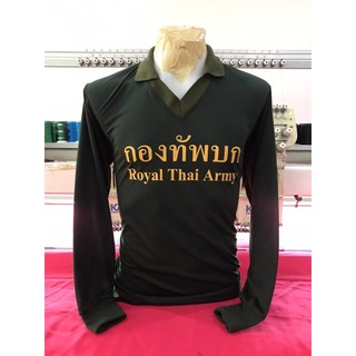 ภาพหน้าปกสินค้าเสื้อยืดคอวีปก แขนจั้ม ผ้ายืดทหาร สีเขียวทหาร ที่เกี่ยวข้อง