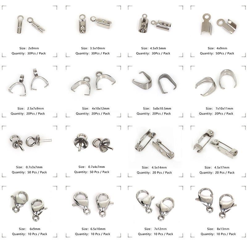 Various sizes Stainless Steel Lobster Clasp Hooks/Base Safety Pins / Pendant / Tail Clip Clasps
