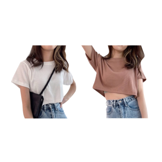 ꒰โค้ด GTSZY ลด 15 %꒱ BEMYCHIC ครอปเบสิค เสื้อครอปสีพื้น เสื้อครอป BASIC CROP ครอปท็อป CROP TOP