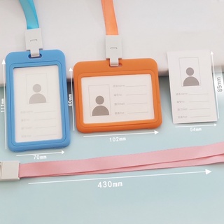 Card Holder + Neck Lanyard กรอบใส่บัตร ใส 2ด้าน + สายคล้องคอ ที่ใส่บัตร ป้ายห้อยบัตร บัตรพนักงาน แนวนอน/ตั้ง 10 สี