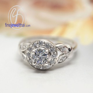 Finejewelthai แหวนเพชร-แหวนเงินแท้-แหวนวินเทจ-Vintage-Diamond CZ-Silver925-Ring - R1327cz