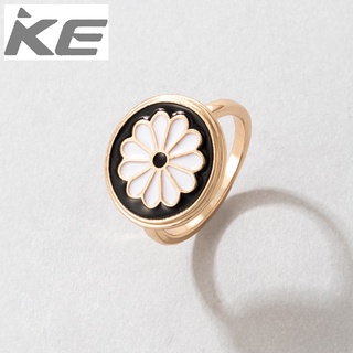 enamel color glaze small daisy contrast color ring tide simple cold index finger ring womens