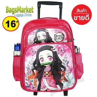 9889shop🔥🎒Kids Luggage 13-14-16 นิ้ว (S,M,L) Wheal กระเป๋าเป้มีล้อลากสำหรับเด็ก กระเป๋านักเรียน Pink-7
