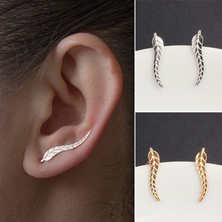 1 คู่สตรีขนาดเล็ก Rhinestone Leaf ต่างหู Earrings เครื่องประดับ